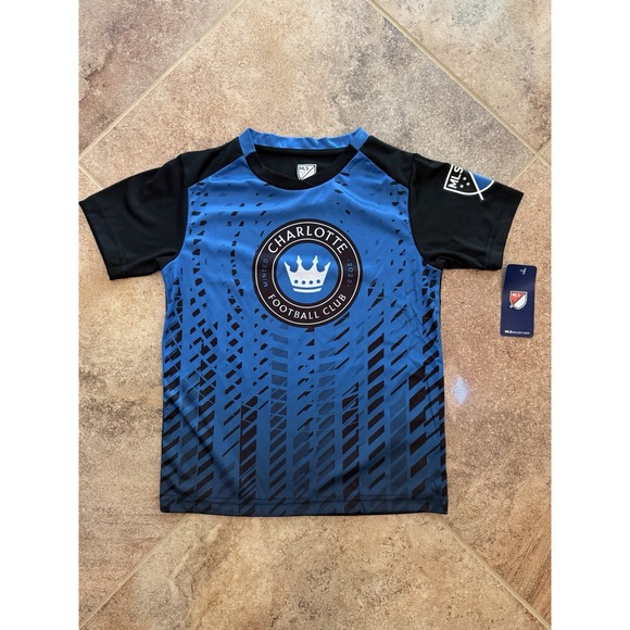 Boys' MLS Charlotte Football Club Blue Shirt Size XS(4/5) NWT - Picture 1 of 5